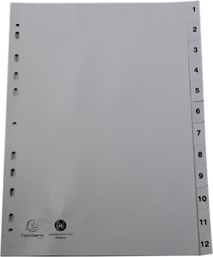 Exacompta Ordnerregister Vollformat 1-12 grau 12-teilig, 1 Satz