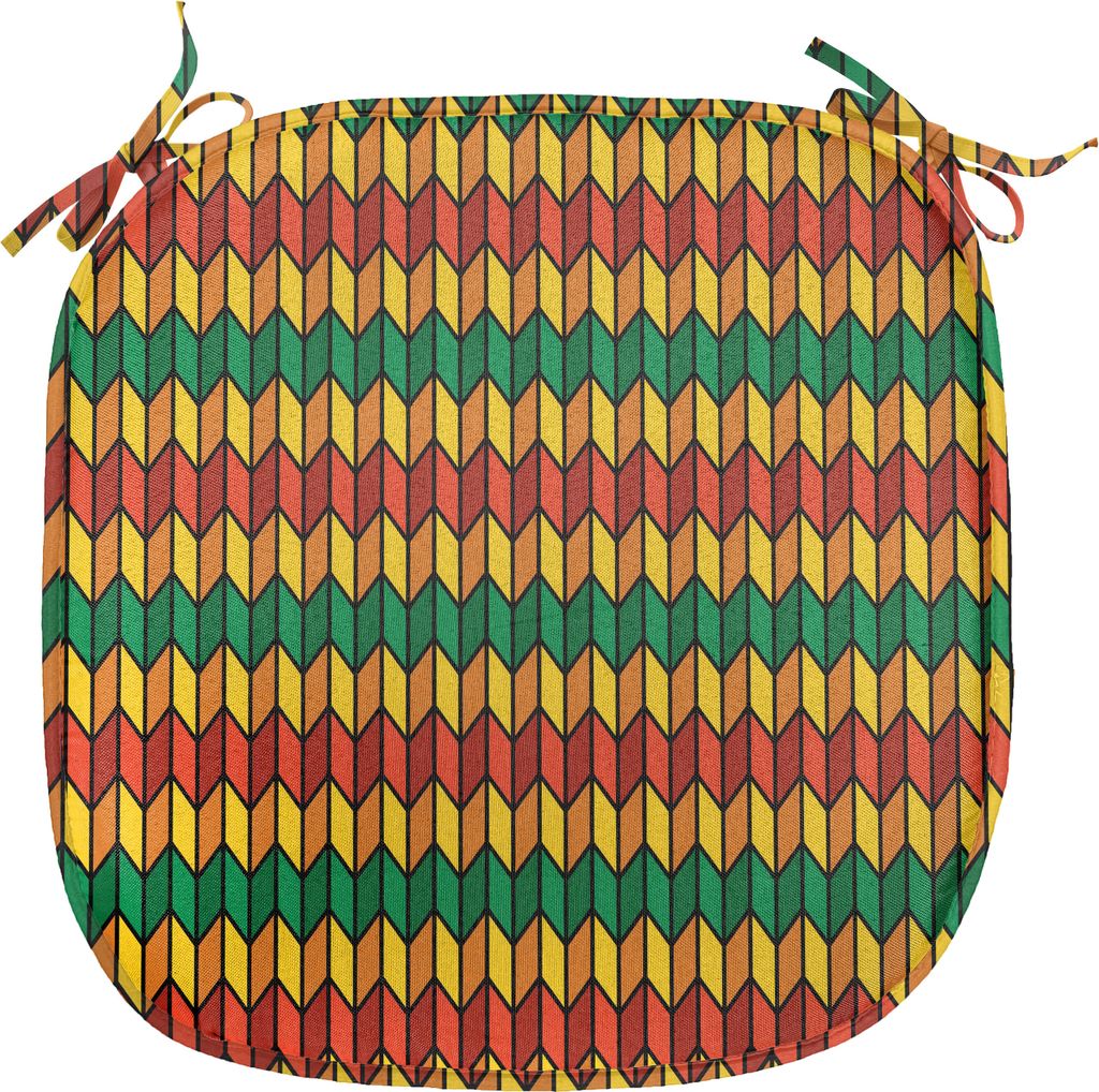 ABAKUHAUS Rasta Polster für Esszimmerstühle, Triangle inspirierte Formen, Dekoratives wasserfestes Kissen mit Riemen für Küchensitze, 40 cm x 4...