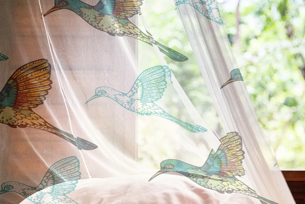 Tapisserie murale motif colibri coloré grand tissu déco 220x274