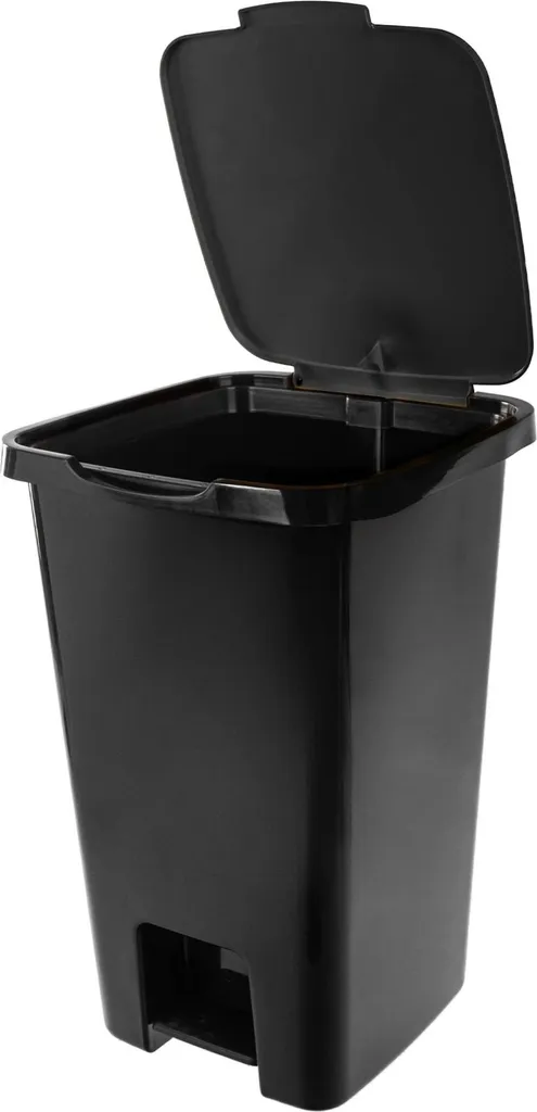 Poubelle à pédale 45 l en plastique noir - Collecte des déchets robuste