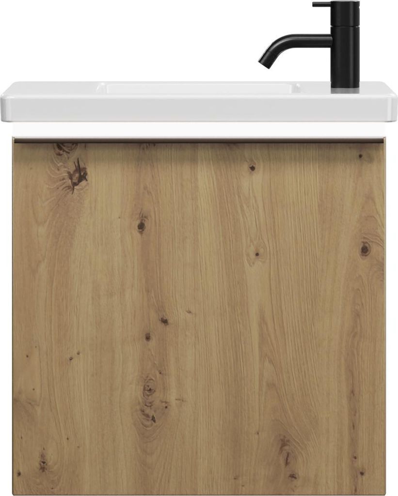 burgbad Eqio Keramik-Waschtisch inklusive Waschtischunterschrank mit LED-Beleuchtung, 530x315x540mm, SFPQ053F5662C0001G0252