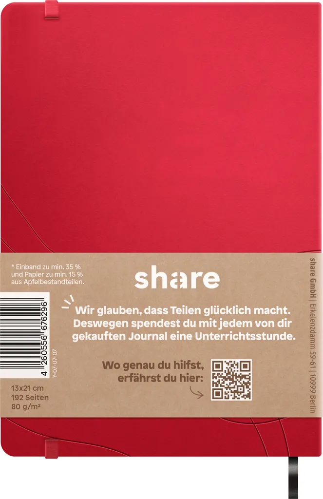 Carnet de notes share Journal Y-07-07-08 A5 à pointillés rouge bordeaux - 3