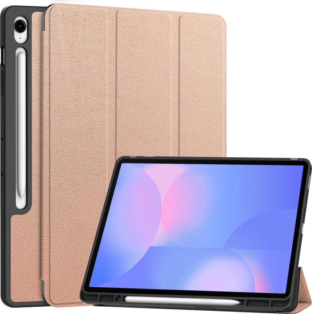 Für Samsung Galaxy Tab S10 FE Plus 3folt Wake UP Smart Tasche Hülle Rose Gold