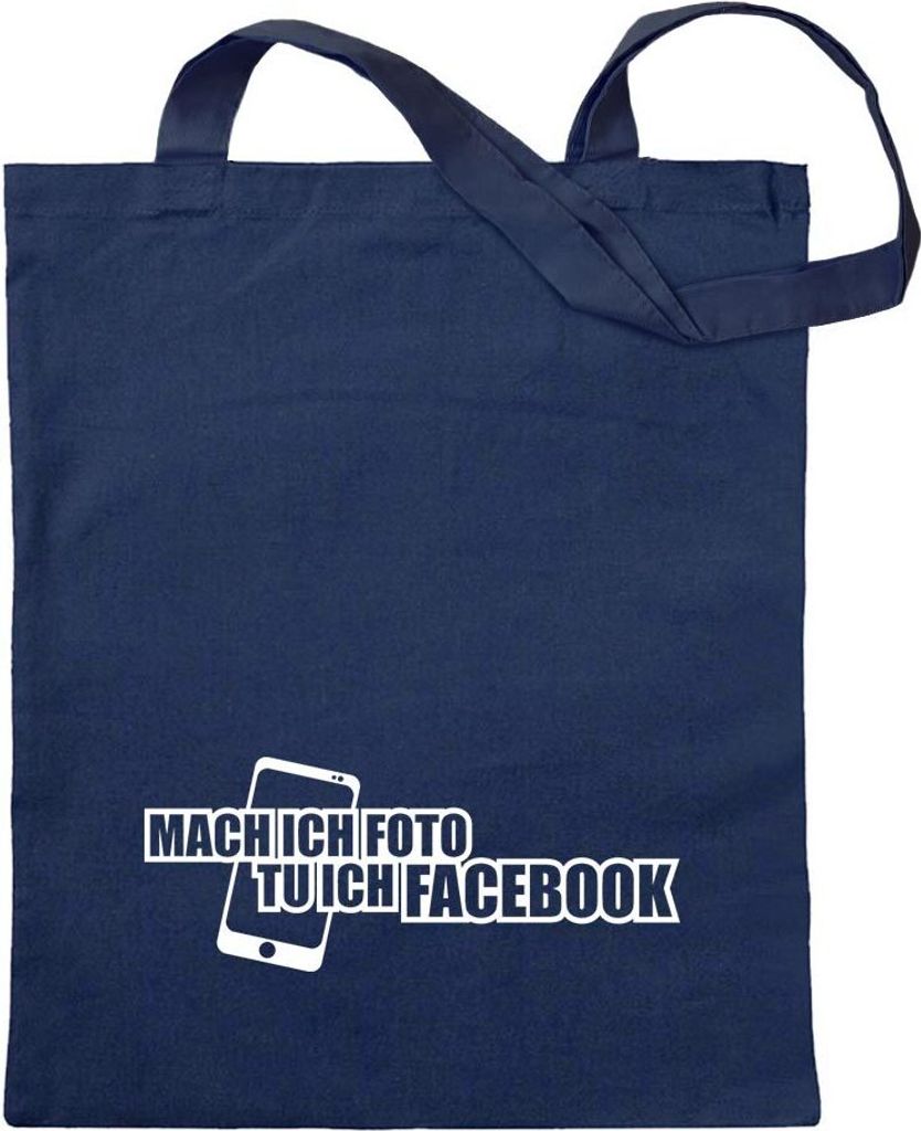 Kiwistar - Baumwolltasche - dunkelblau - Foto tu ich Facebook - Tragetasche Stoffbeutel Umhängetasche Langer Henkel