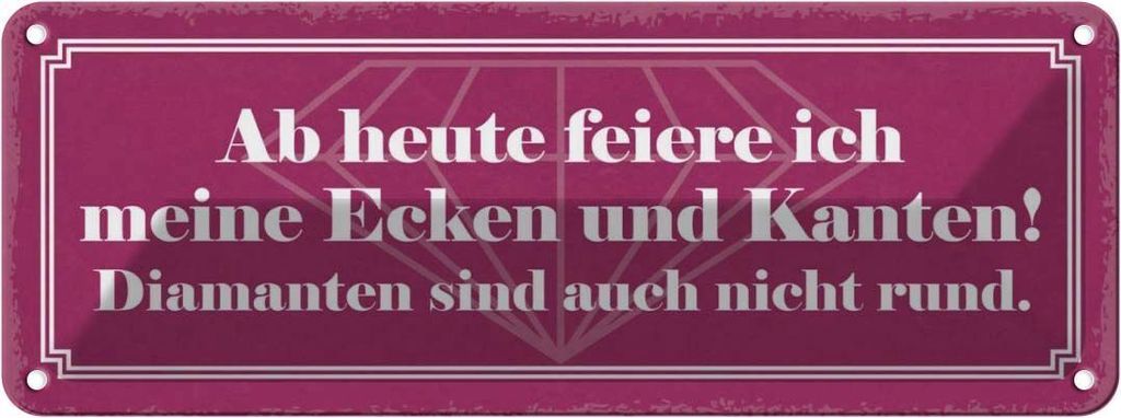 vianmo Blechschild 10x27 cm feiere meine Ecken und Kanten Dekoration Spruch Zitat