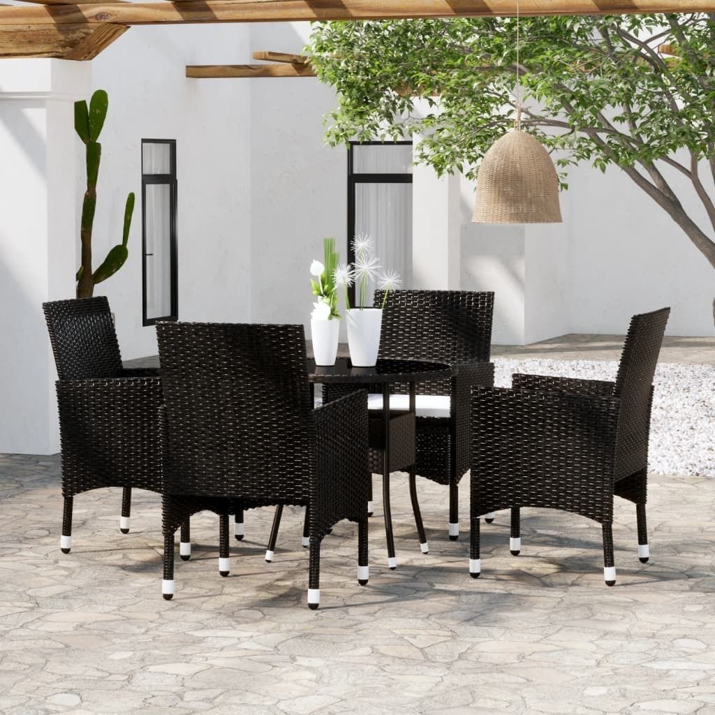 Best Möbel Gartenmöbel Set Balkonmöbel-Set 5-tlg. Garten-Essgruppe Poly Rattan Schwarz - Gartenmöbelgarnituren CL3150418 2parcel