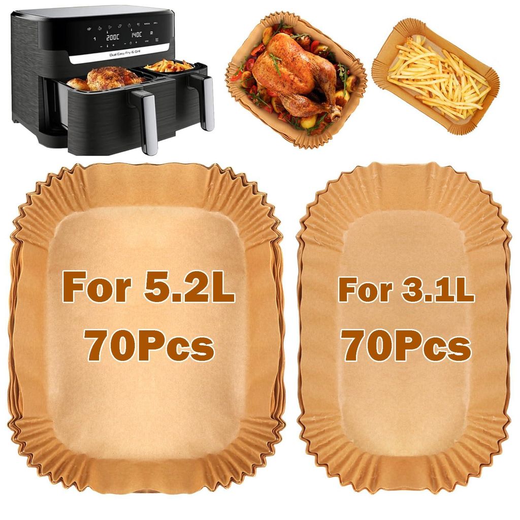 140 Stück Backpapier für die Airfryer Dual Basket 3000 Serie (9L, 5,2L/3,1L, 3,5L, 8,3L).