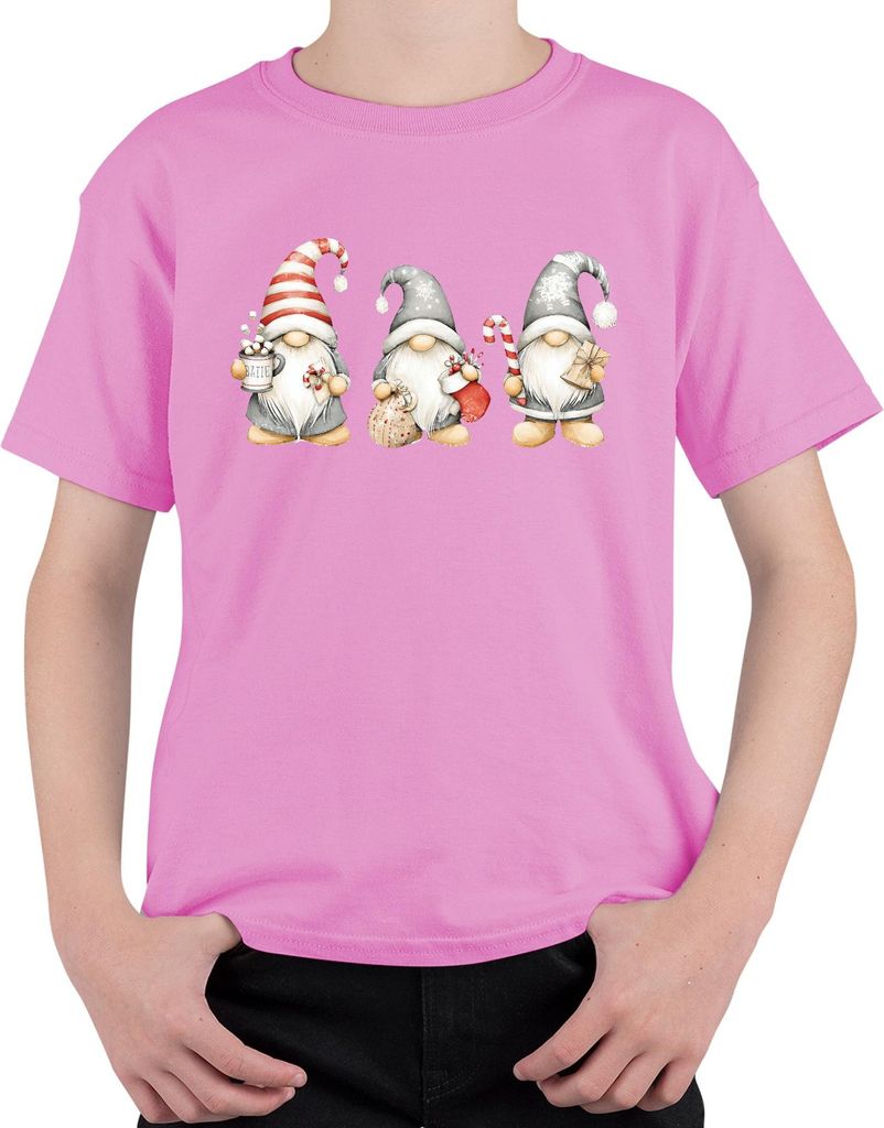 Weihnachtswichtel niedlich Zuckerstange Geschenk Scandi Trio Uni Kinder T-Shirt, Pink, 140