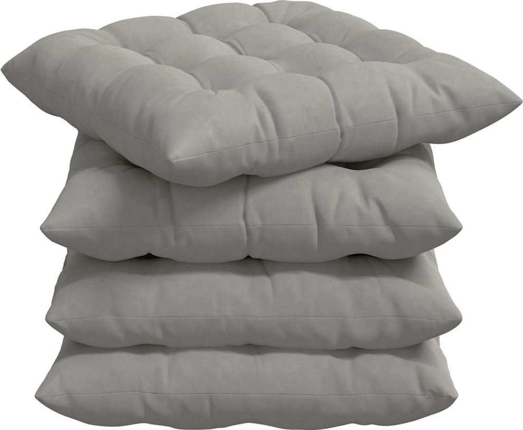 vidaXL Sitzkissen 4 pcs Hellgrau 40 x 40 x 6 cm Mikrofaser