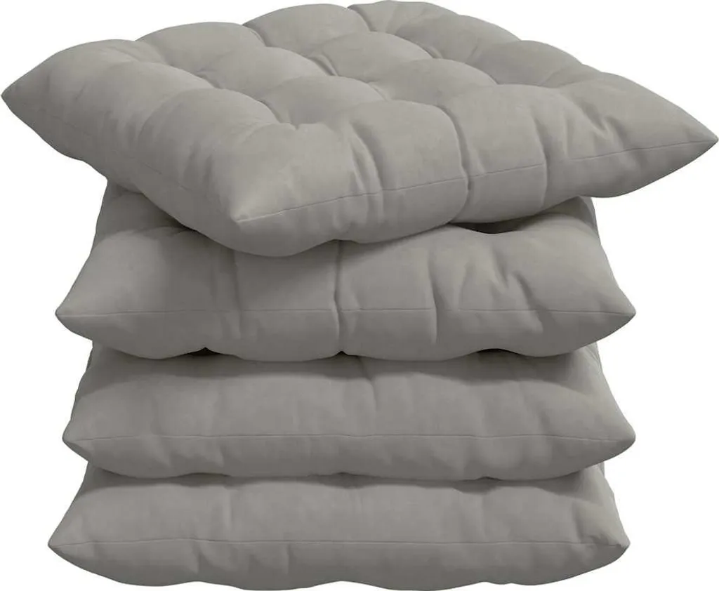 Lot de 4 galettes de chaise gris clair 40x40 cm assise confortable