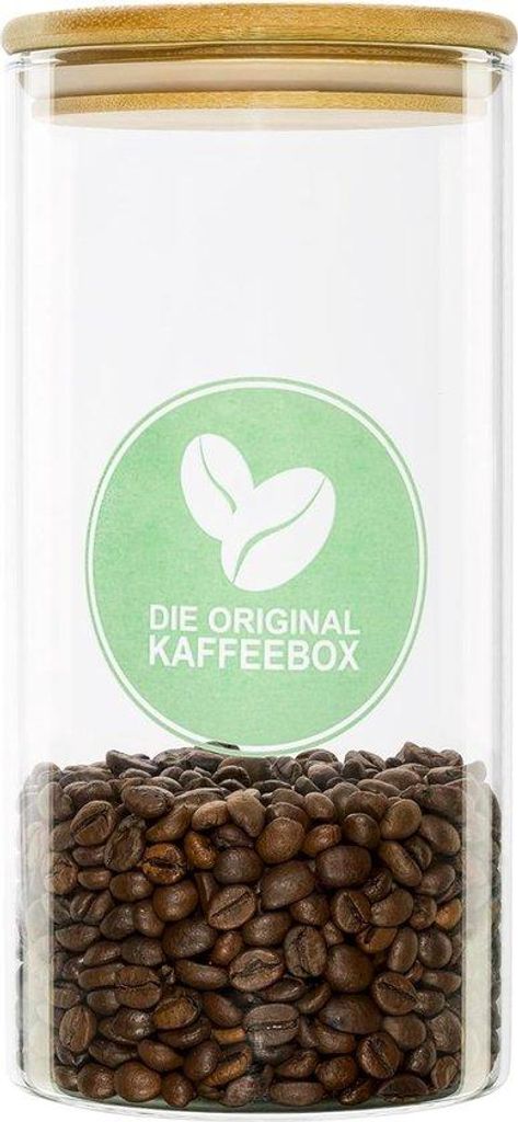 Kaffeebehälter mit Bambusabdeckung, Kaffeebehälter aus Glas mit Silikonring, luftdichter Kaffeevorratsbehälter für Kaffeebohnen und gemahlenen ...