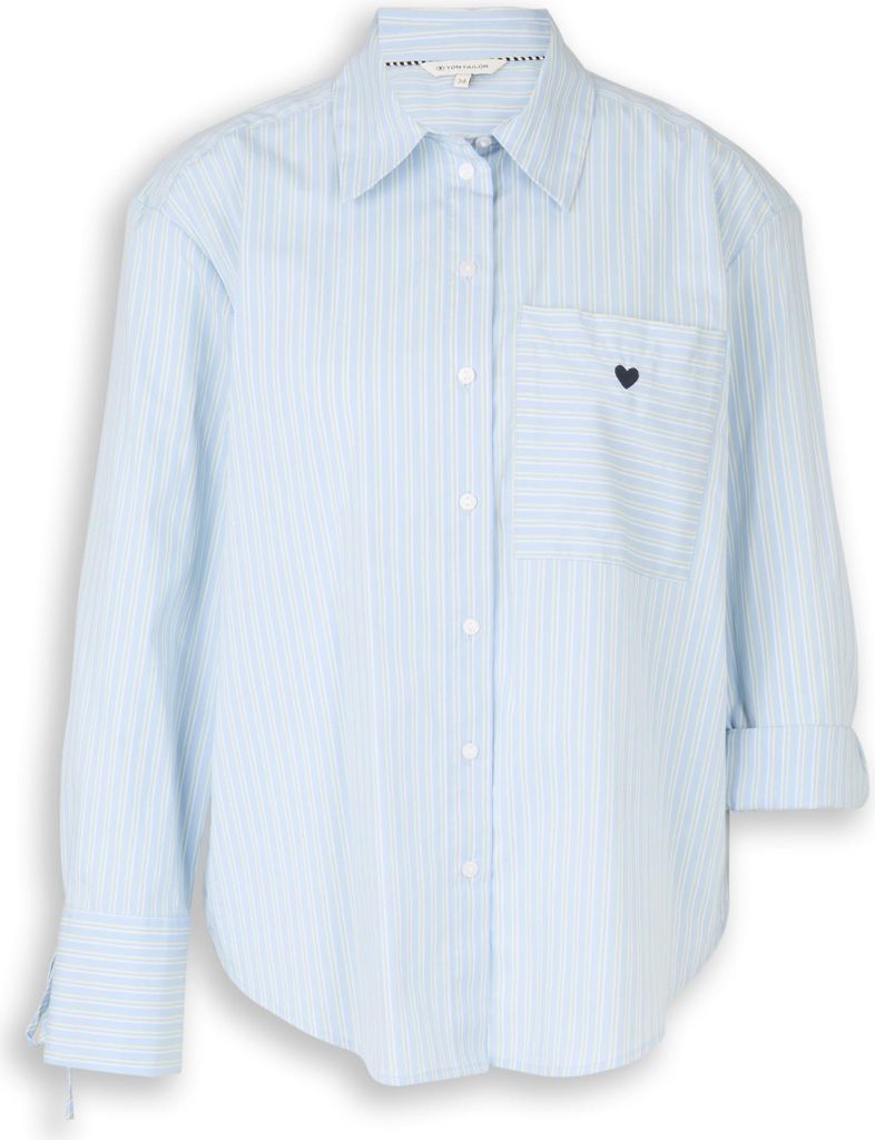 Oversize Hemdbluse mit Herz-Stickerei