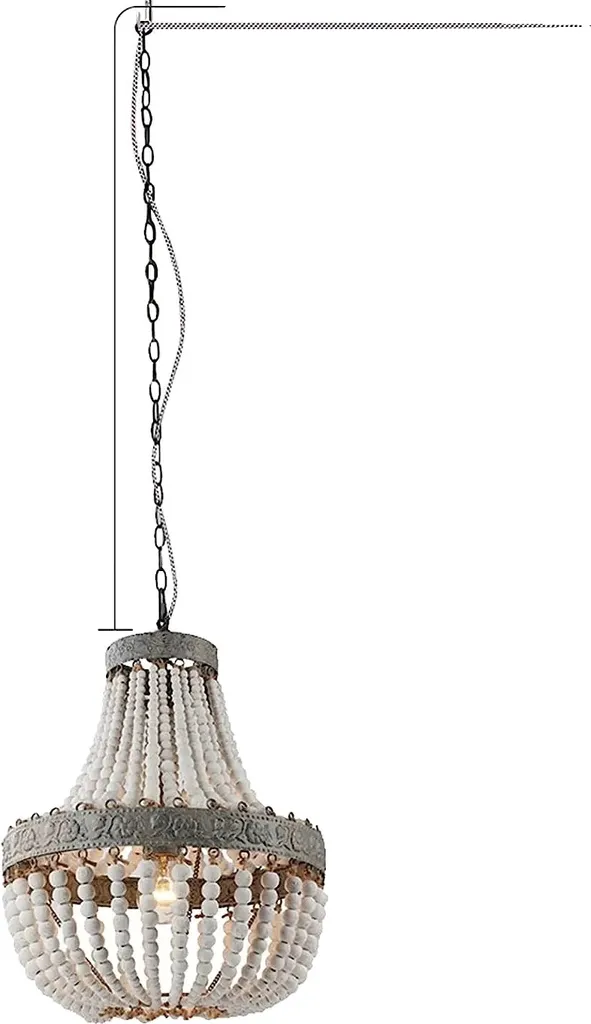 Lustre perles bois réglable : solution éclairage vintage sans éblouir