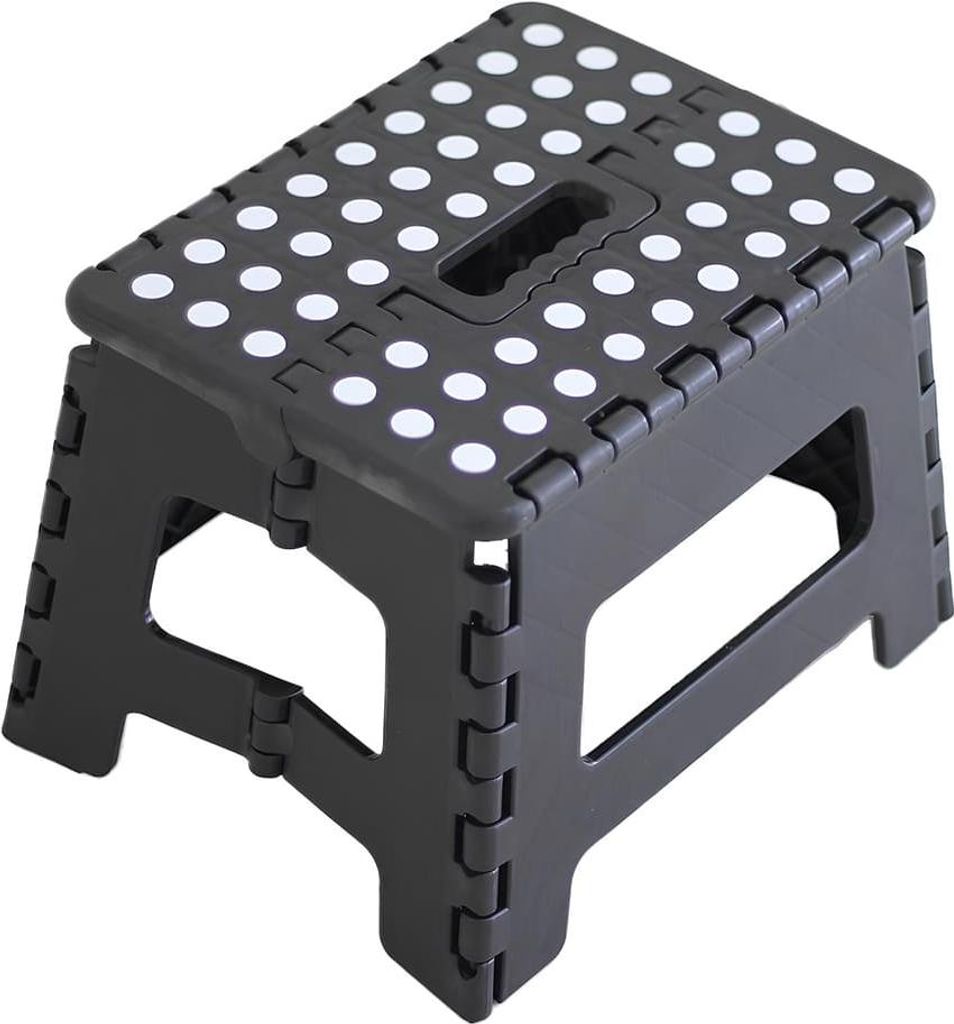 Klapphocker, Klapptritt, Tritthocker Schwarz Faltbar H 22cm bis 150KG