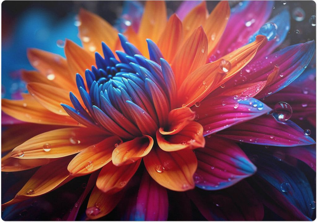 Blume mit Tropfen – Bodenschutzmatte – Stuhlunterlage 100x100 cm – Rutschfest – Hartbodenmatte