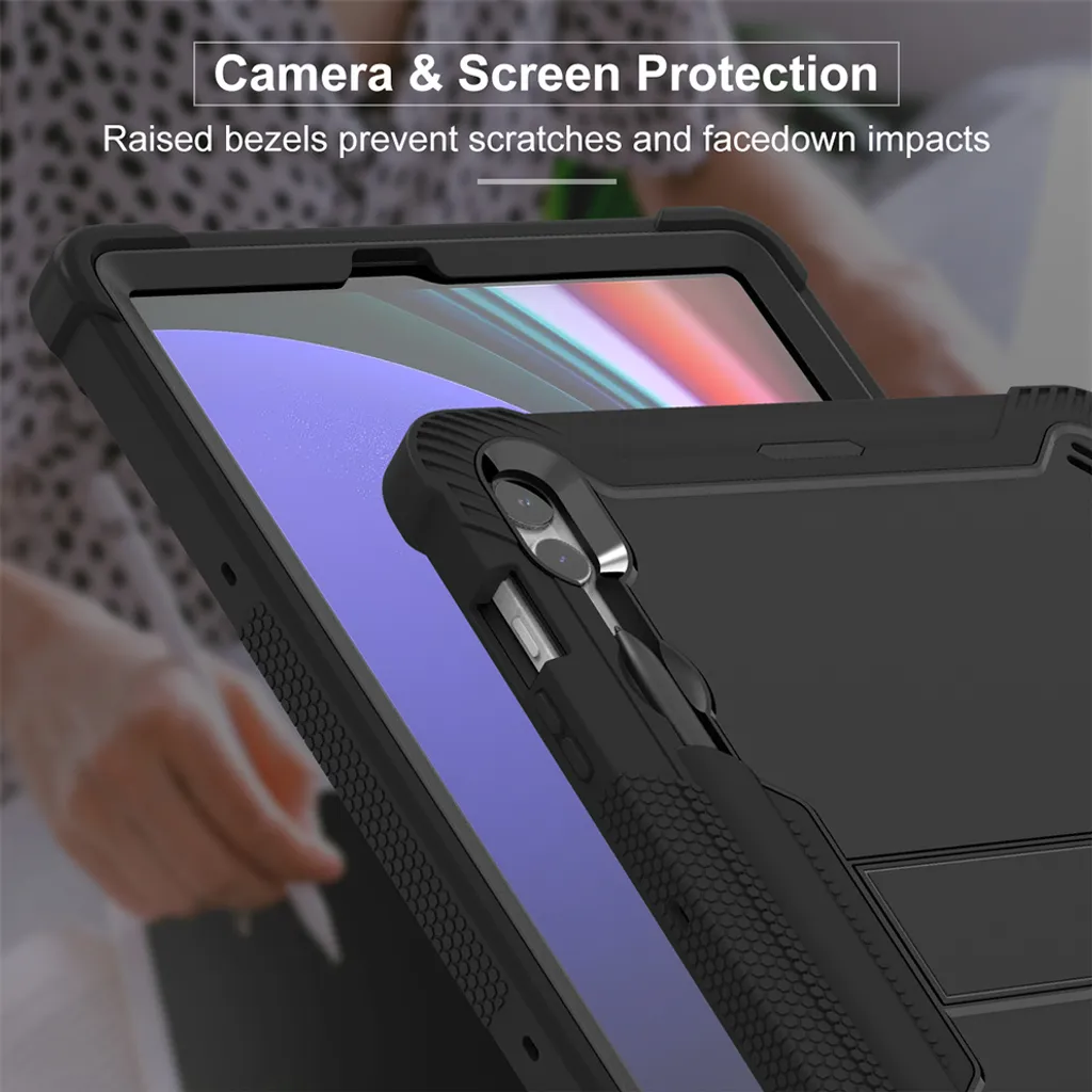 Étui pour Samsung Galaxy Tab S10+ et Tab S9+ Plus 12,4 pouces Noir