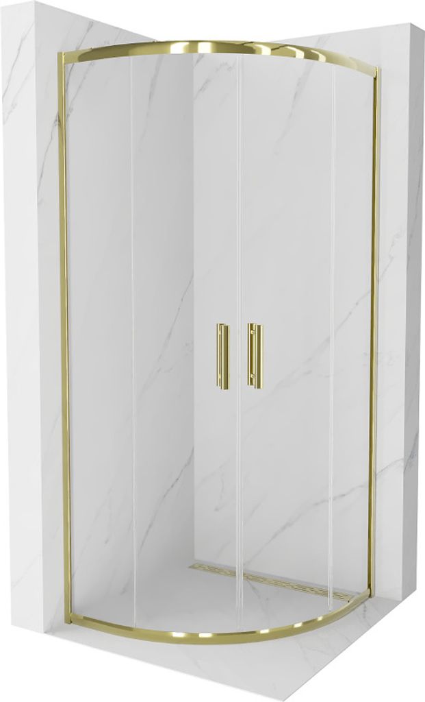 Mexen Rio halbrunde Duschkabine 70 x 70 cm, Transparent, Gold - 863-070-070-50-00
