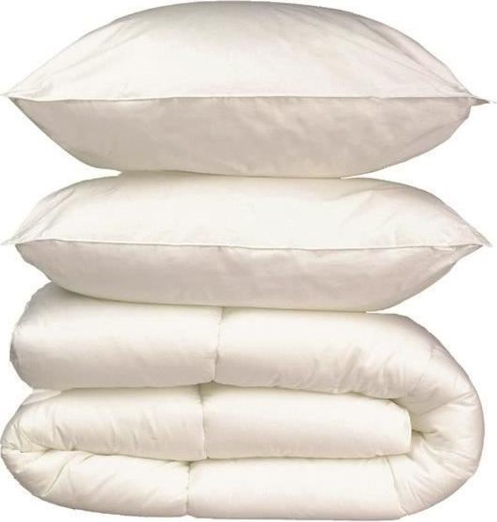 Bettwäsche Set Mikrofaser, 200x200 cm Warme Bettdecke, 2 Kissen 60x60 cm Weiß, 400 g/m² Füllung, France