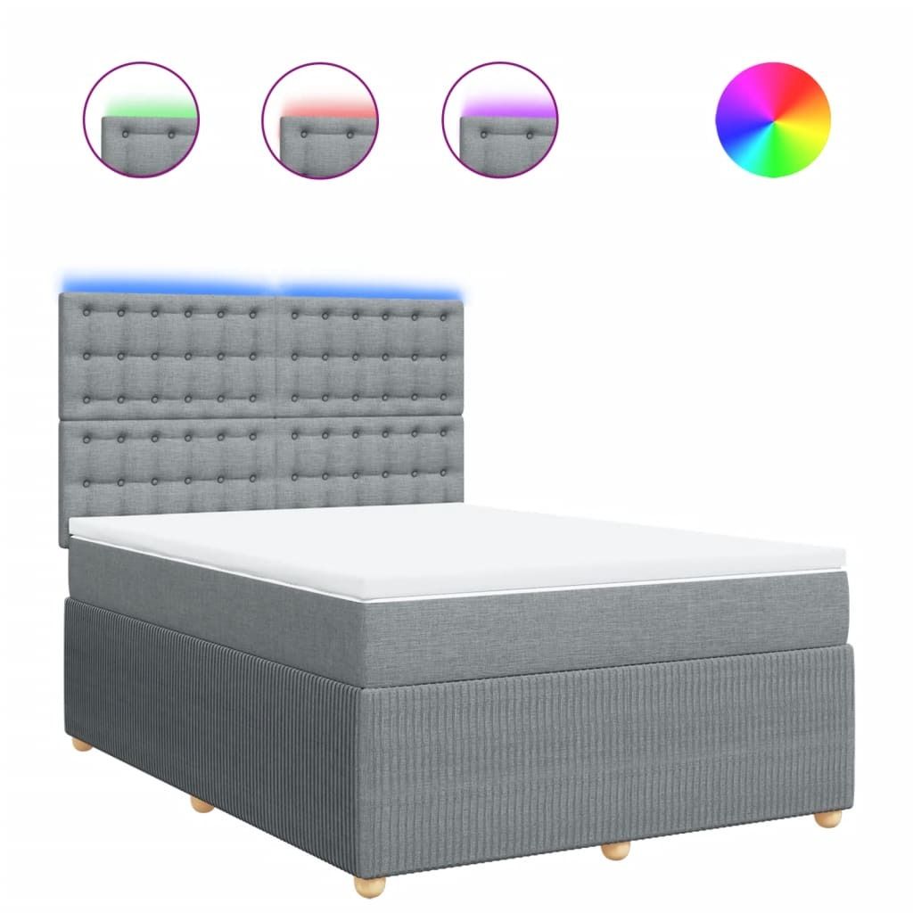 Best Möbel Boxspringbett mit Matratze - modernes Design - Hellgrau 140x200 cm Stoff - Doppelbett A3294393