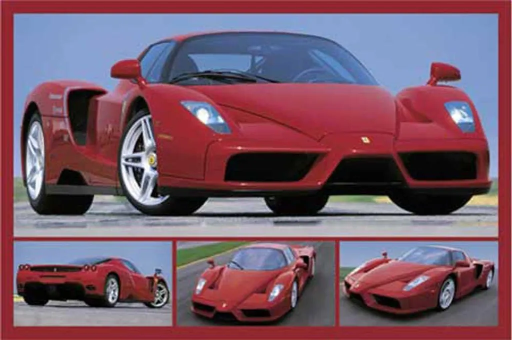 Set Poster Ferrari Enzo + Listelli Legno 92cm per Garage e Man Cave