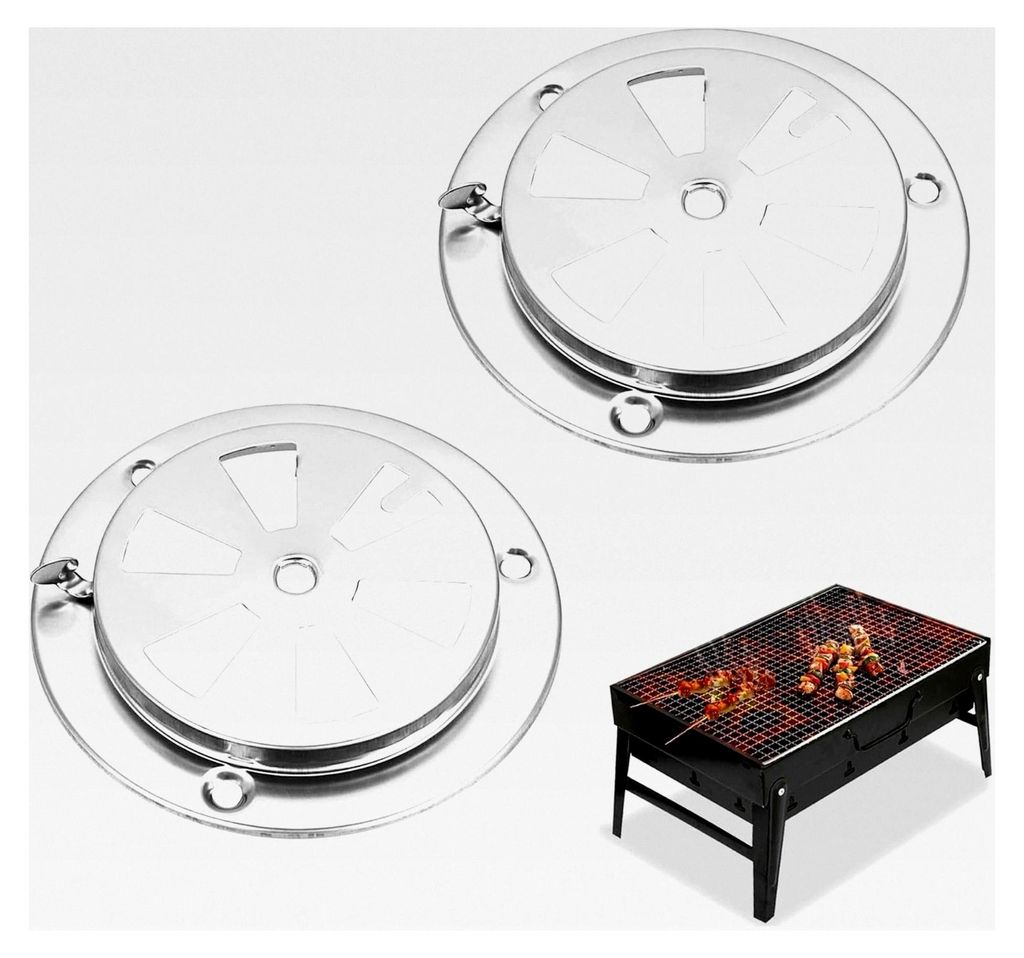 2 Stück Ø95mm runde Lüftungsrosetten aus Edelstahl, verschließbar, für Gasofen, Feuertonne, Smoker, Boot, Camper, Haus - Silber