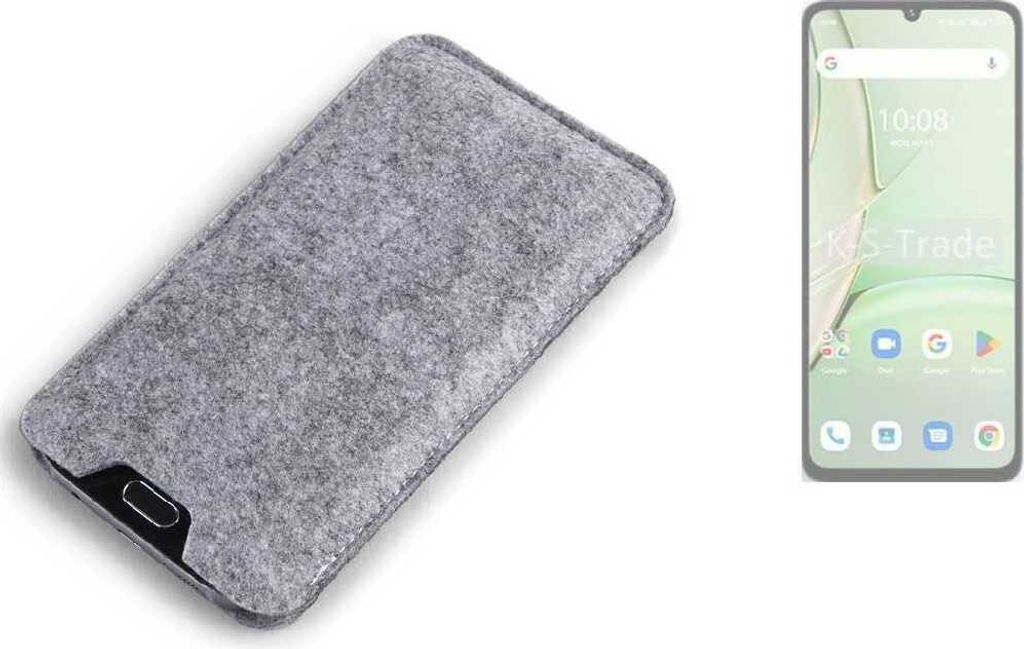K-S-Trade Filz Handyhülle kompatibel mit UMIDIGI Note 90 Schutzhülle Filztasche Filz Tasche Case Sleeve Handy Hülle Filzhülle grau