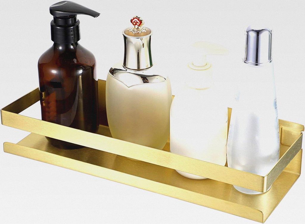 Badezimmer-Eckregal, Edelstahl, Badezimmerzubehör, Wandmontage, Badezimmer-Regal, Aufbewahrungs-Organizer für Küche, Hotel (Gold, 30 cm)