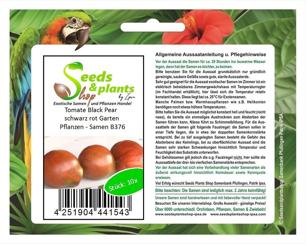 10x Tomate Black Pear schwarz rot Garten Pflanzen - Samen B376