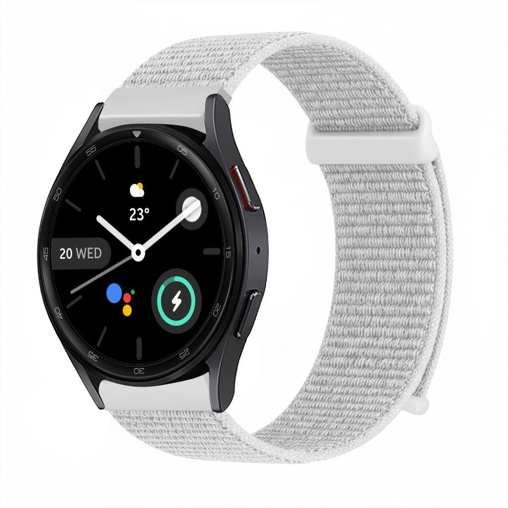 Smartwatch Armband für Samsung Galaxy Watch5 Pro 45mm Nylon Textil Band Ersatzband Wechselband Klettverschluss flexibel atmungsaktiv Weiß