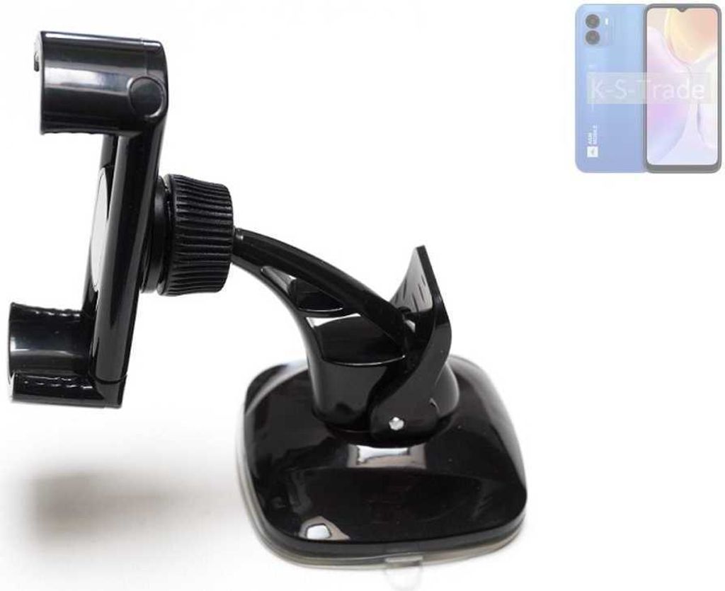 K-S-Trade kompakte Handy-Halterung Windschutzscheibe kompatibel mit AGM Z1 Armaturenbrett schwarz Autohalterung KFZ Halter Scheiben-Halterung schwarz