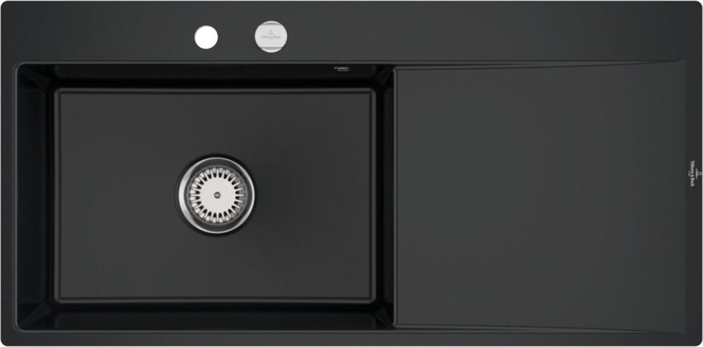 V&B bündige Spüle Subway Style 60 Flat li, m Abl.garn, Exzenter, pure black