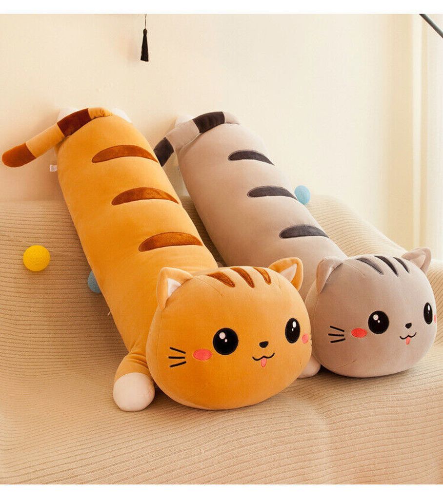 Kuscheltier Katze Als Langer Plüschkissen – 50 Cm, Superweich, Perfekt Zum Knuddeln & Schlafen