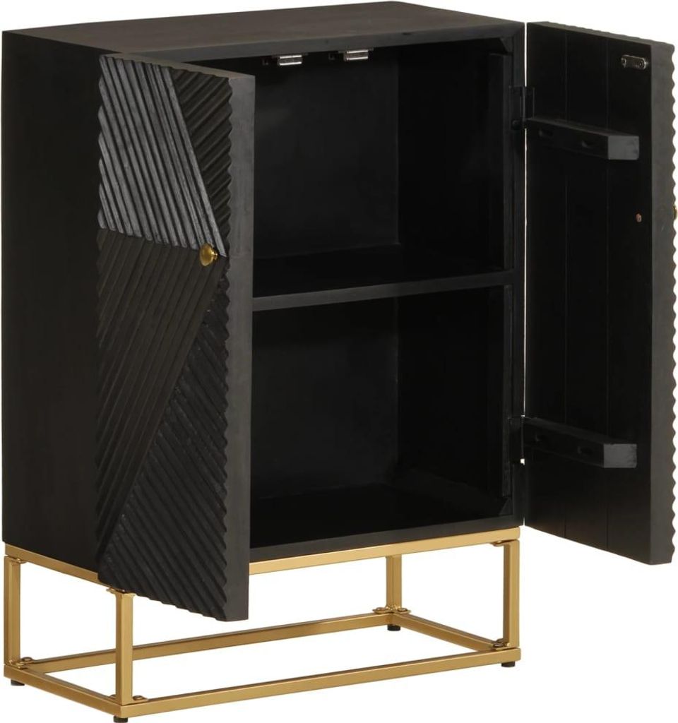 vidaXL Sideboard Schwarz 55x30x76 cm Massivholz Mango und Eisen
