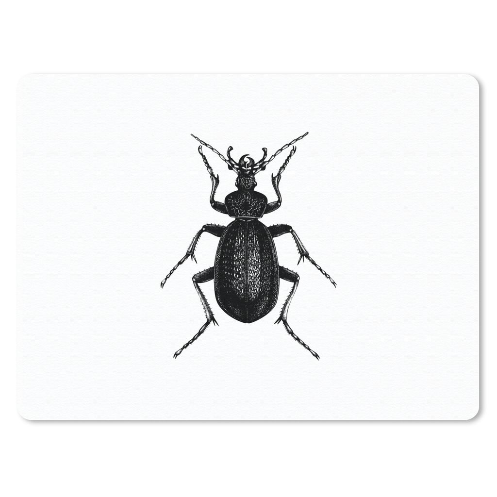MuchoWow Mauspad Mousepad Schwarz und weiß - Käfer - Vintage - Insekten 23x19 cm - Mousepads - Maus Mat - Pad - Mausunterlage - Schreibtischunt...