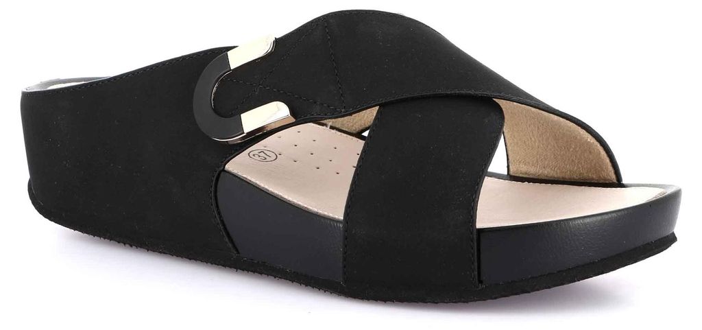 Grunland DIRA CI3116 Keilpantoffeln für Damen, schwarz, Größe 1: 40