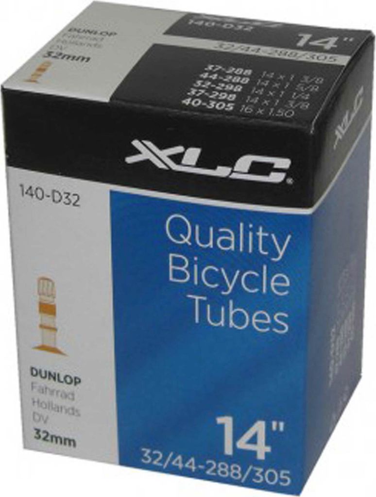 XLC 14 Zoll Fahrradschlauch DV 32 mm Dunlop Ventil 14x1 3/8' (37/44-288/305), schwarz