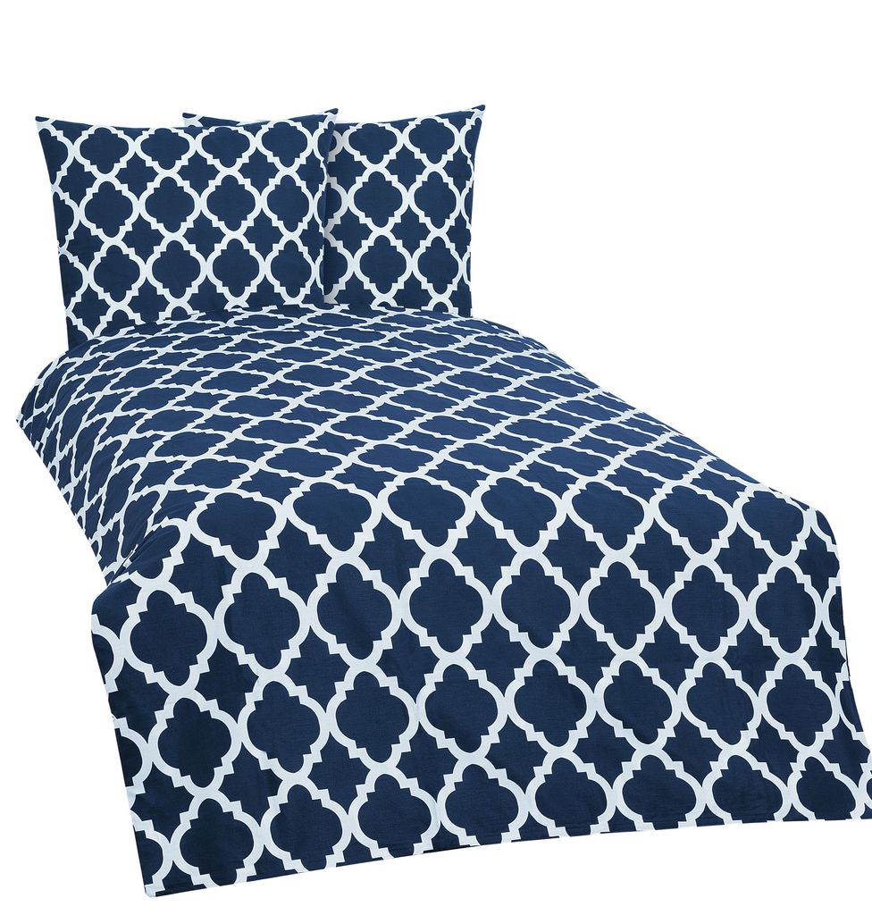 Bettwäsche 200x200 cm Ornamente Morocco blau weiß Renforce Baumwolle