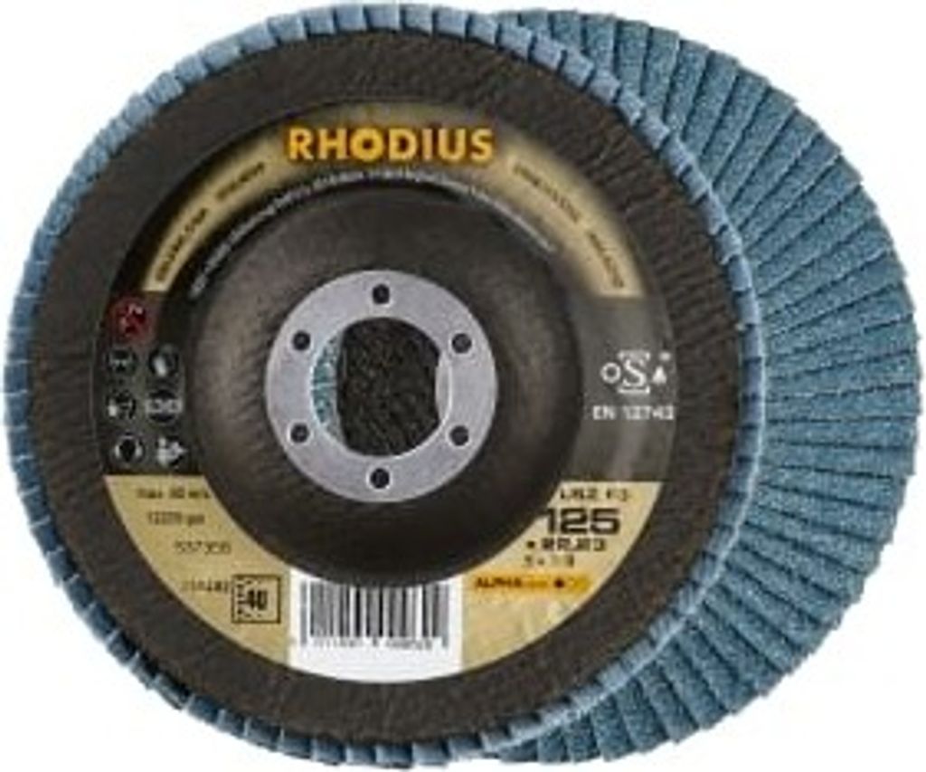 10x Rhodius LSZ F3 Fächerschleifscheibe Korn:40 Ø125mm