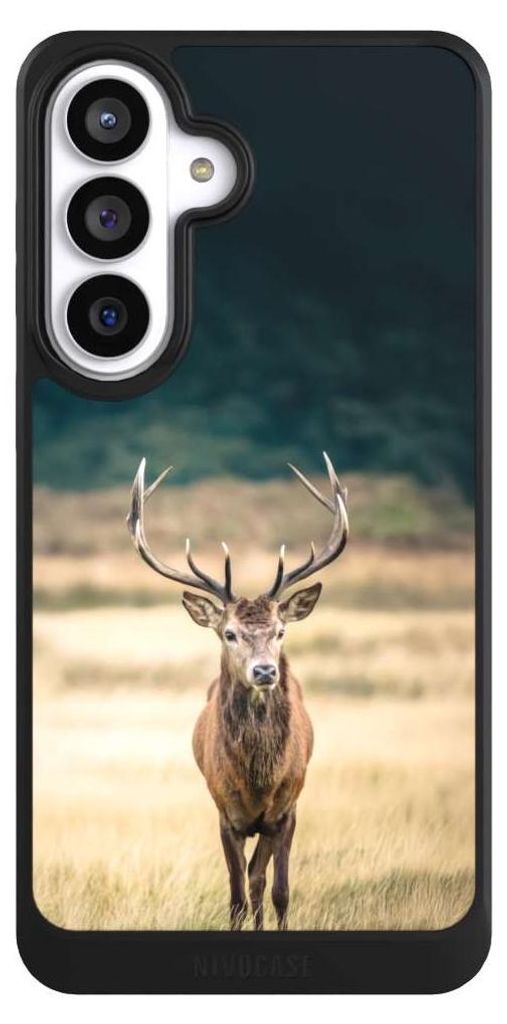 NIVOCASE Hülle für Samsung Galaxy S26+ Handyhülle NIVOcore Case Schwarz Hirsch Wald Wiese
