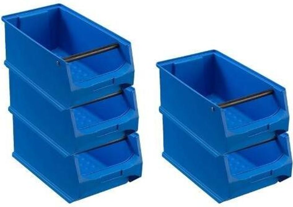 SparSet 5x Blaue Sichtlagerbox 4.1 mit Griffstange | HxBxT 15x20x35cm | 7,2 Liter | Sichtlagerbehälter, Sichtlagerkasten, Sichtlagerkastensortimen...