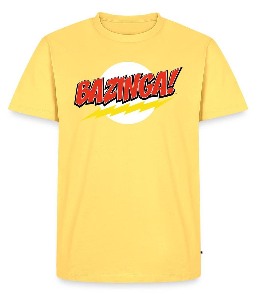Spreadshirt The Big Bang Theory Bazinga Männer Premium T-Shirt, S, Pastellgelb