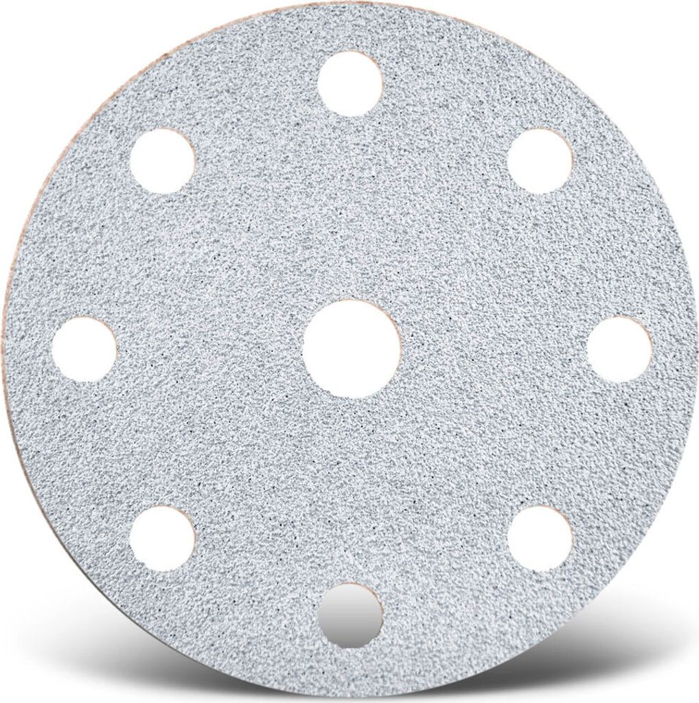 MENZER White Klett-Schleifscheiben, 150 mm, 9-Loch, f. Exzenterschleifer, Normalkorund (50 Stk.) K150
