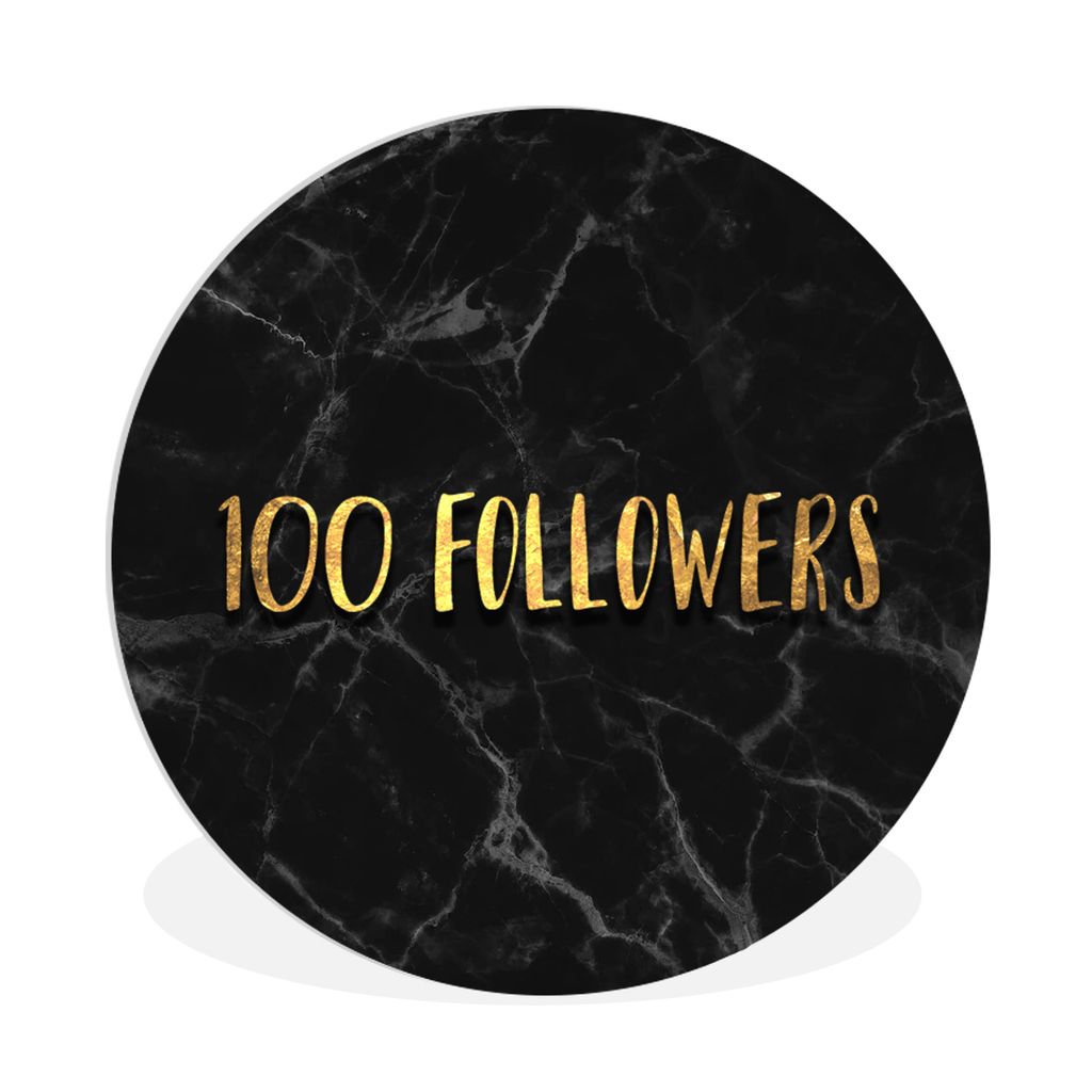 MuchoWow Rundes Wandbild - Runde Bilder Soziale Medien - Instagram - Gold - Marmor Ø 90 cm Kreis Wanddekoration Kunststoff - Wandkreis - Wandsch...