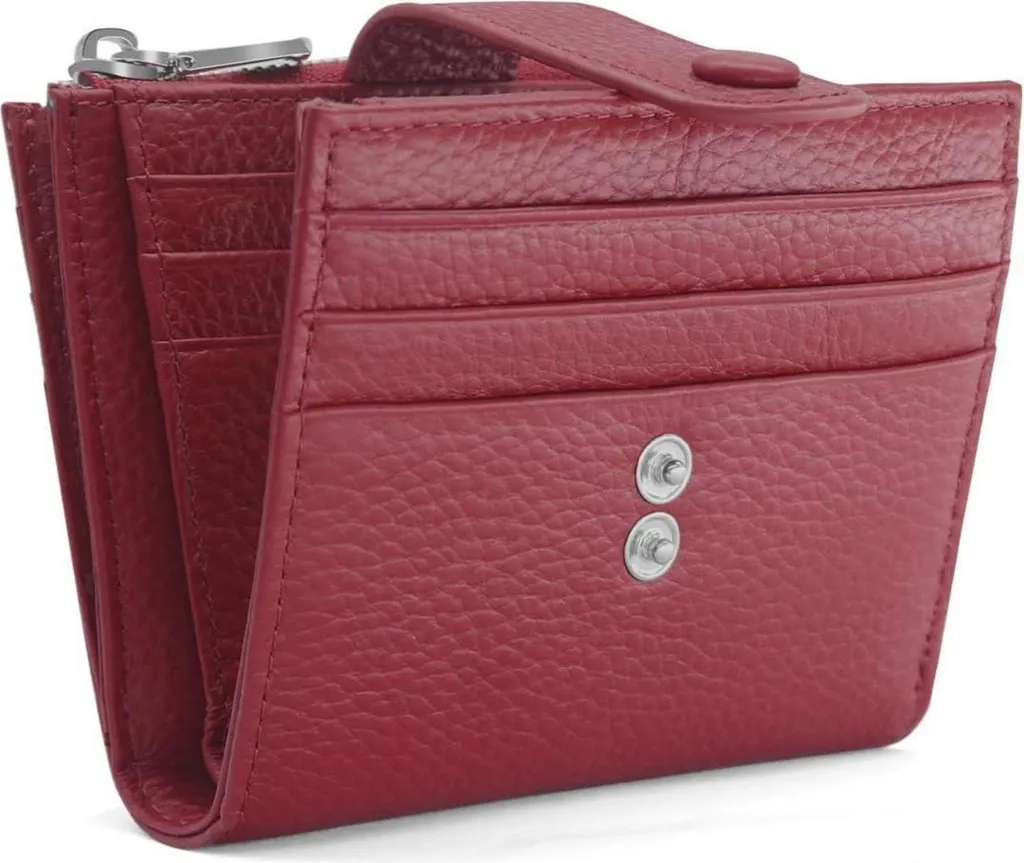 Porte-monnaie cuir protection RFID femme - Coloris Vin Rouge élégant