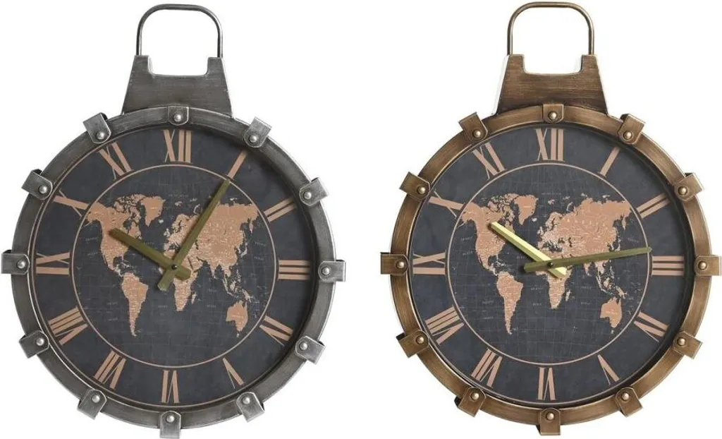 DKD Home Decor Horloge de mur Or et Argent en Fer et Verre - 54 cm