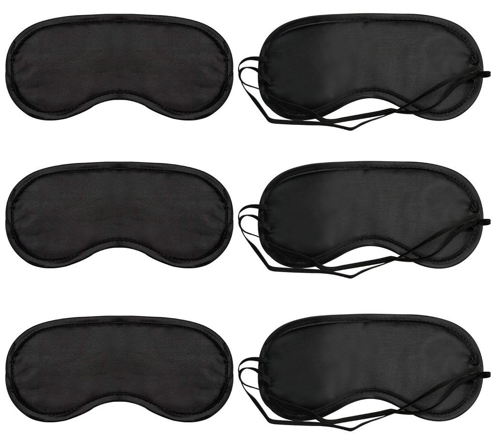 Schlafmasken-Set, 6-teilig, Schlafmaske aus Seide, Augenmaske/Augenbinde für Damen und Herren, tragbare Schlafbrille mit elastischen Bändern für...
