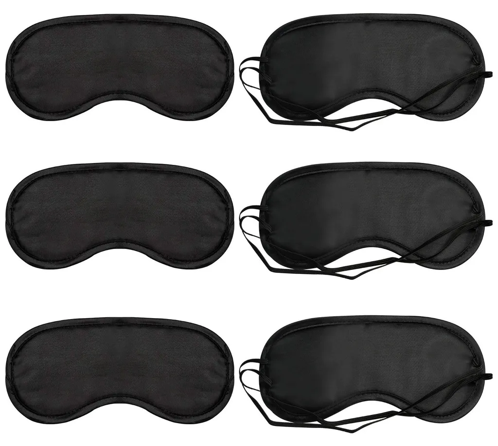 Bandeaux de Nuit Occultants Lot de 6 Masques pour Femme et Homme Noir