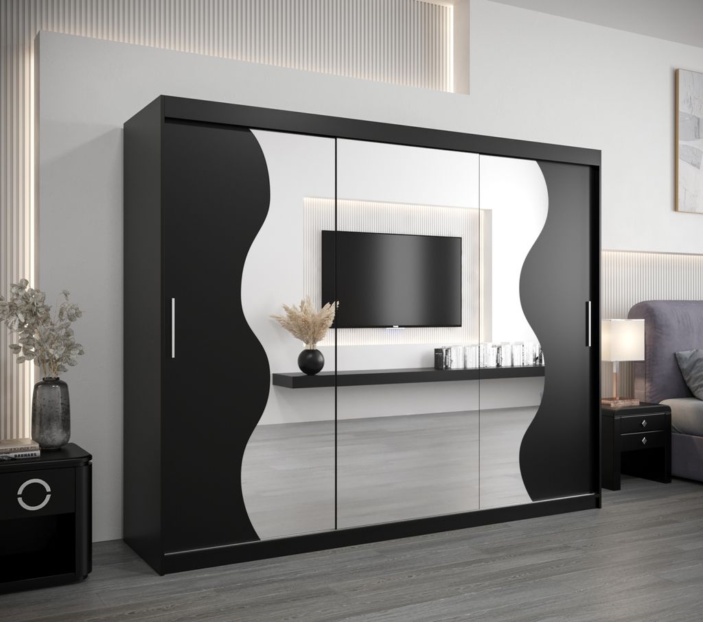 Kleiderschrank ROZALIE – Breite 250 cm, schwarz
