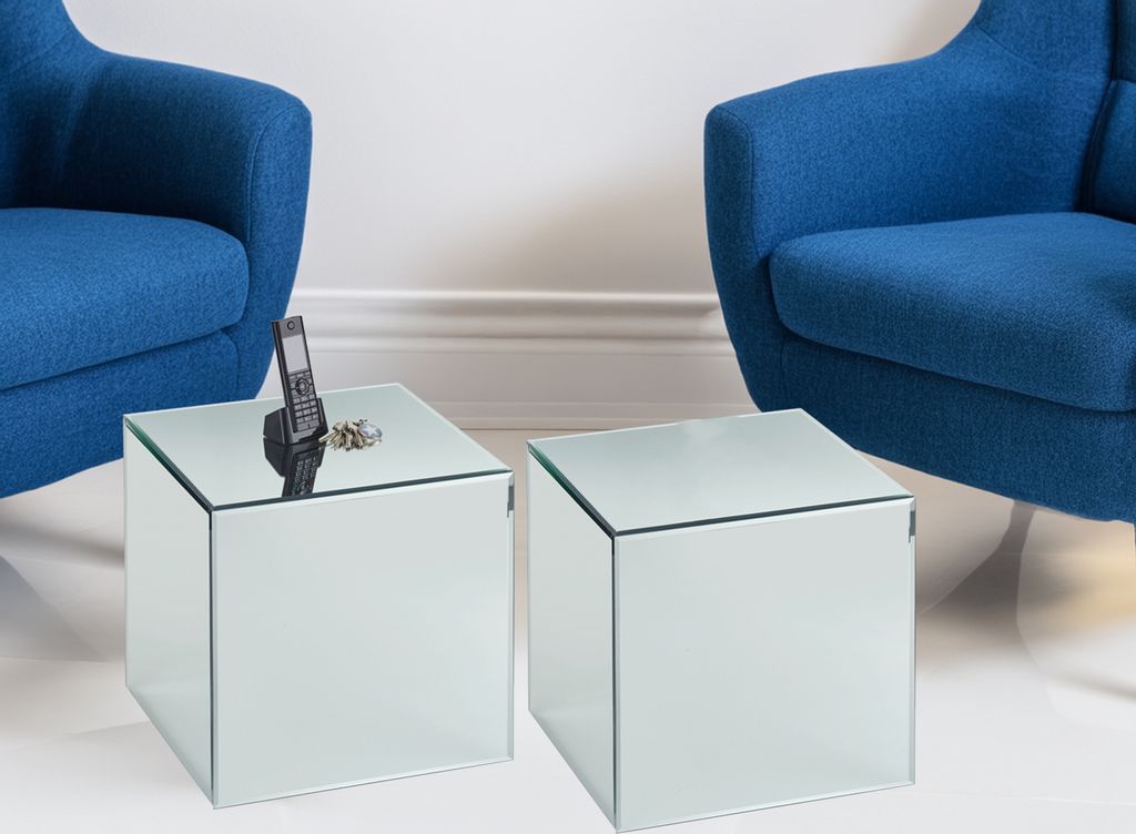 Couchtisch 2 teilig, Beistelltische für Schlafzimmer Nachttische verspiegelt