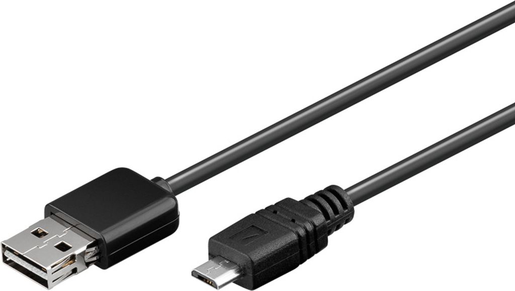 Goobay 96021 EASY USB Sync- und Ladekabel 1 m, Schwarz, 1 m - USB 2.0-Easy-Stecker (Typ A) > USB 2.0-Micro-Stecker (Typ B)